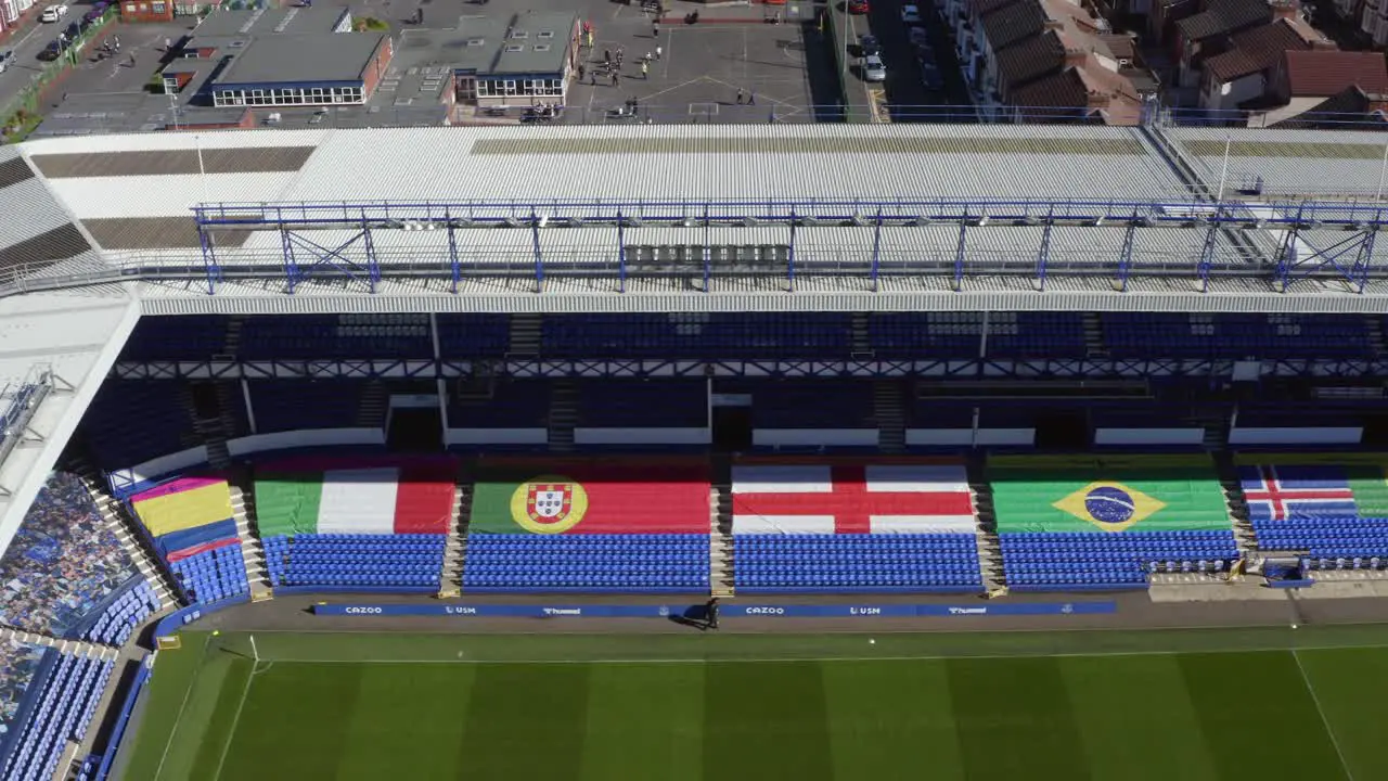 Drone Shot Sweeping Across Goodison Park Stadium 01