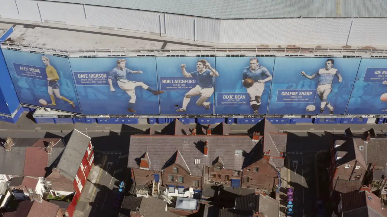 Drone Shot Sweeping Across Goodison Park Stadium 02