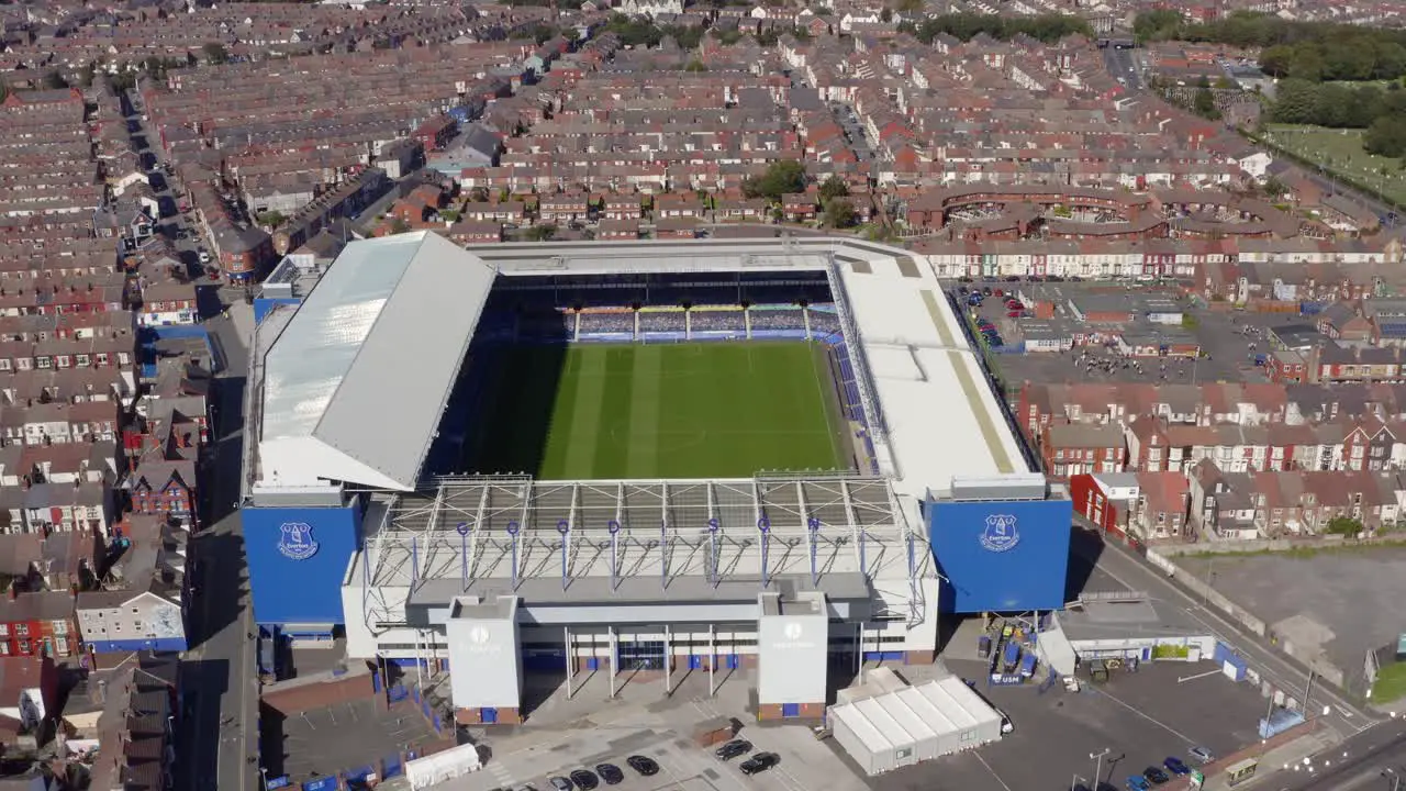 Drone Shot Pulling Away from Goodison Park Stadium 02