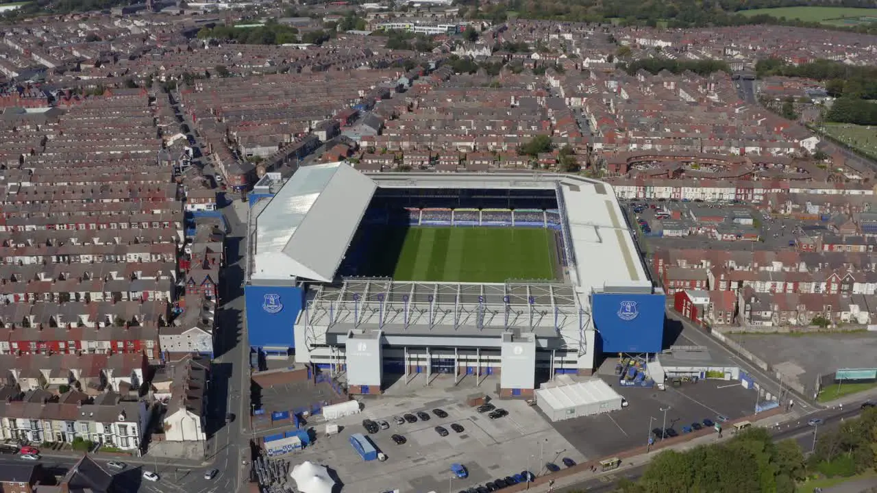 Drone Shot Pulling Away from Goodison Park Stadium 01