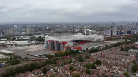 Drone Shot Rising Above Old Trafford Stadium 01