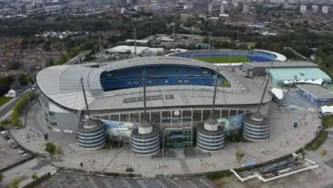 Drone Shot Orbiting Etihad Stadium 01