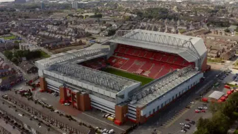 Drone Shot Pulling Away from Anfield Stadium 01