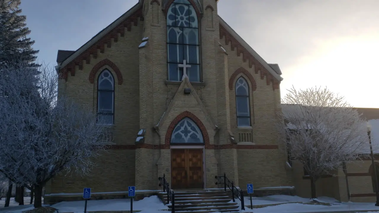 Front of church exterior day snow winter