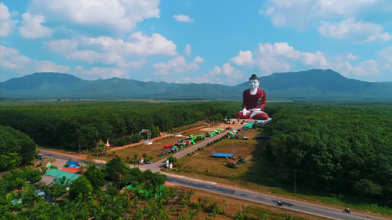 Huge Buddha Massive Buddha Statue Asia Countryside Orbit Drone