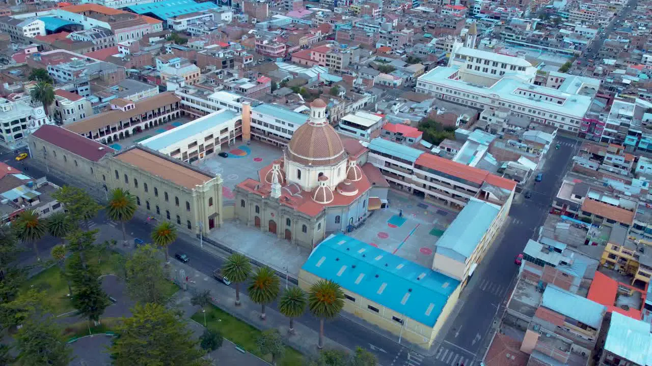 Drone Video of a Church in Riobamba City Ecuador