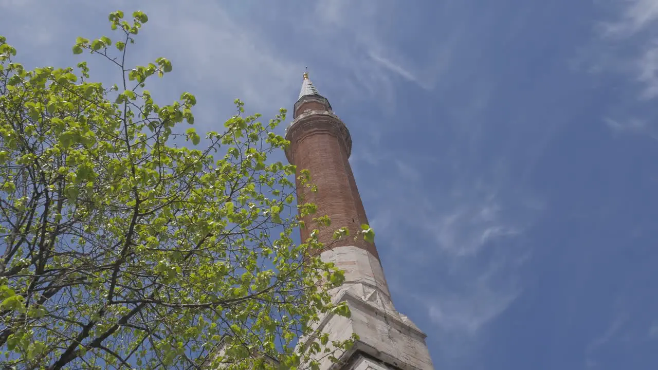 main minaret of the mesquita of Santa Sofia in istanbul in Turkey