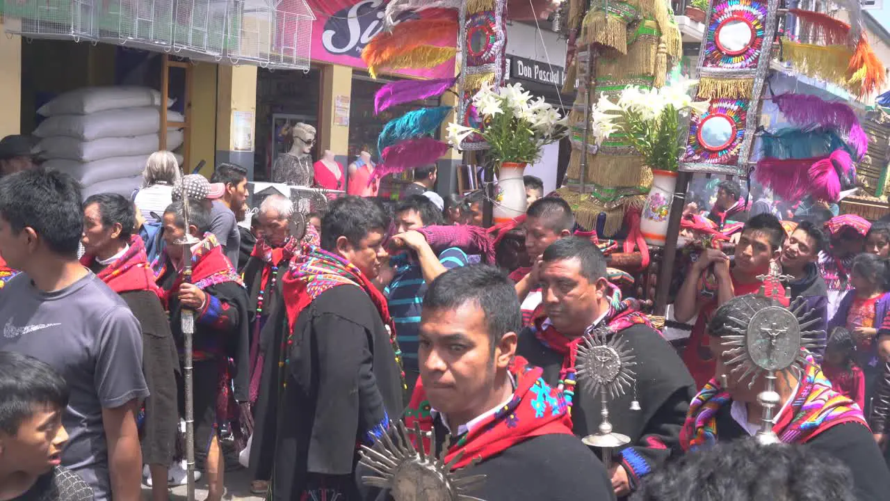 Holy week Easter Catholic procession in Chichicastenango Guatemala market town is a very colorful affair 3