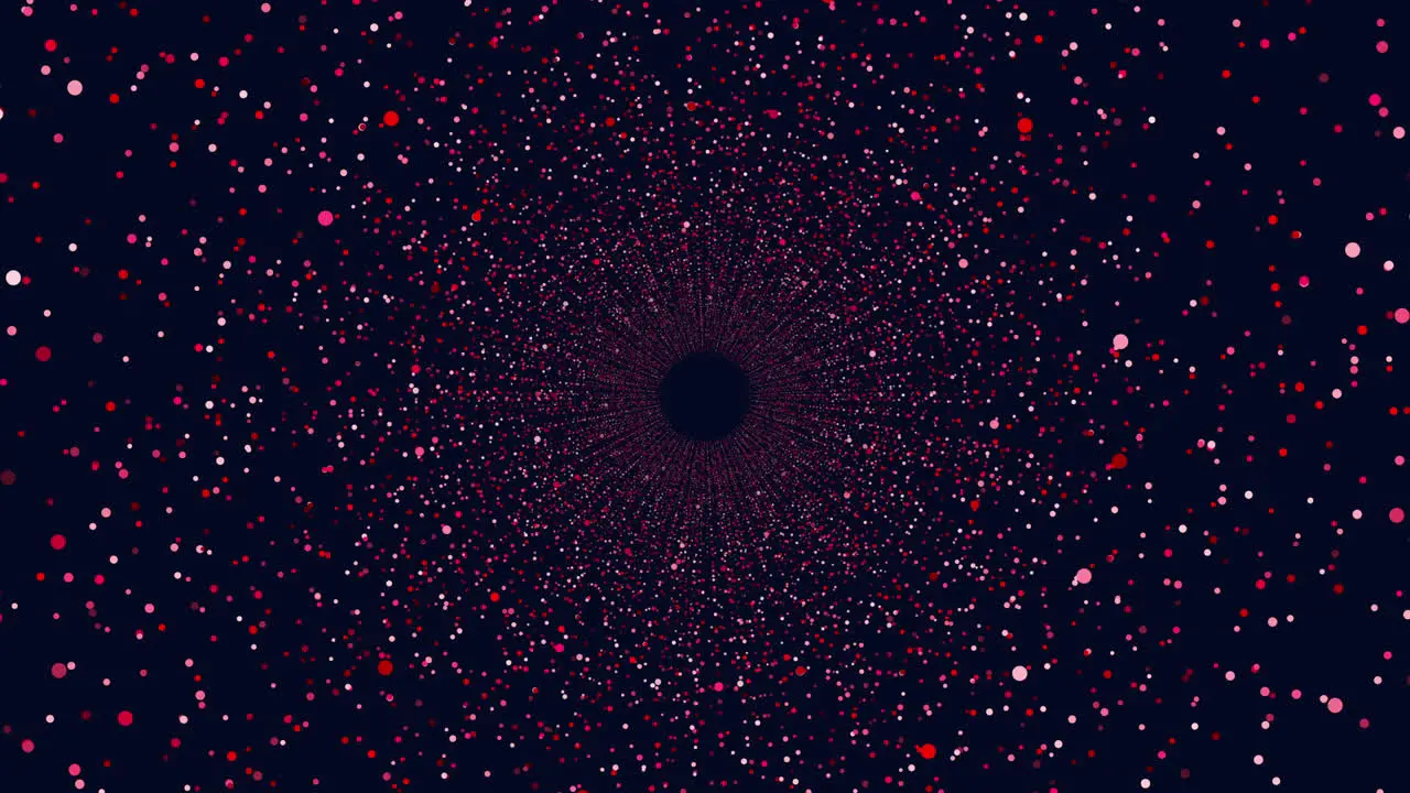 Futuristic neon circles with dots and lines in spiral in dark galaxy