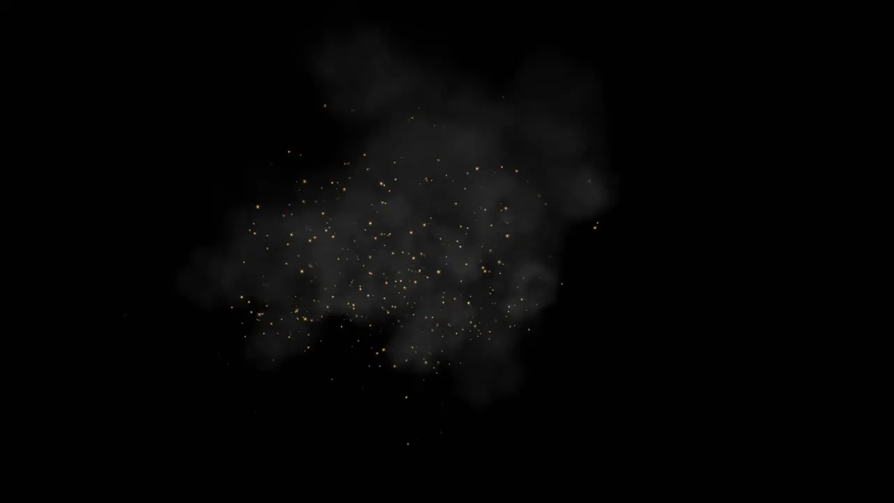 smoke cloud with sparks and dust on black background 2D visual effects animation