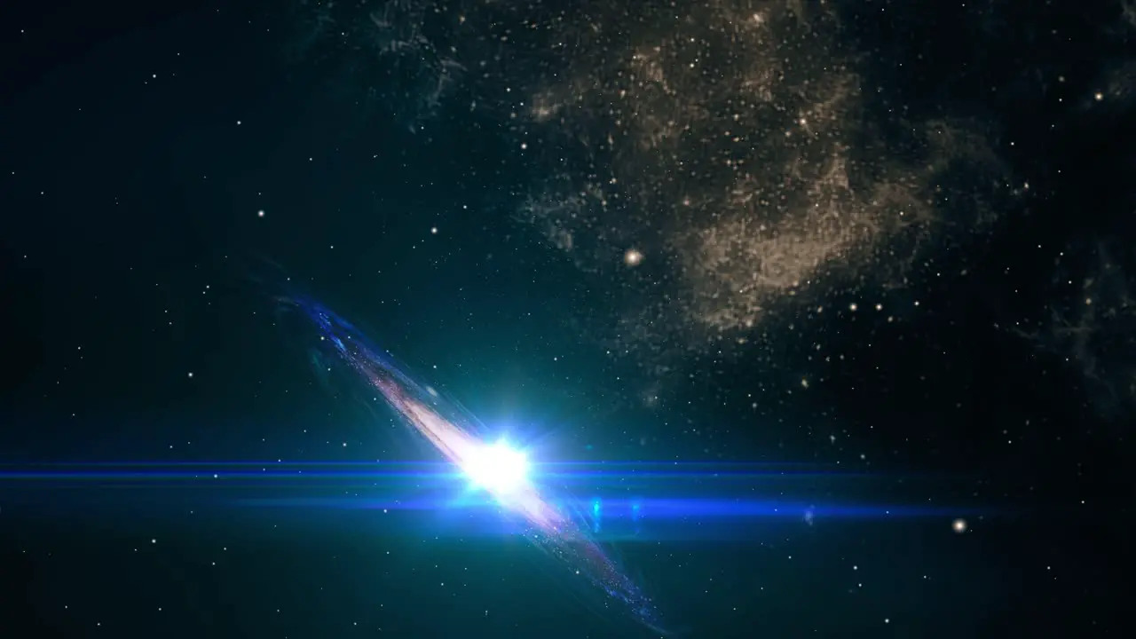 a galaxy with a bright blue light in the middle