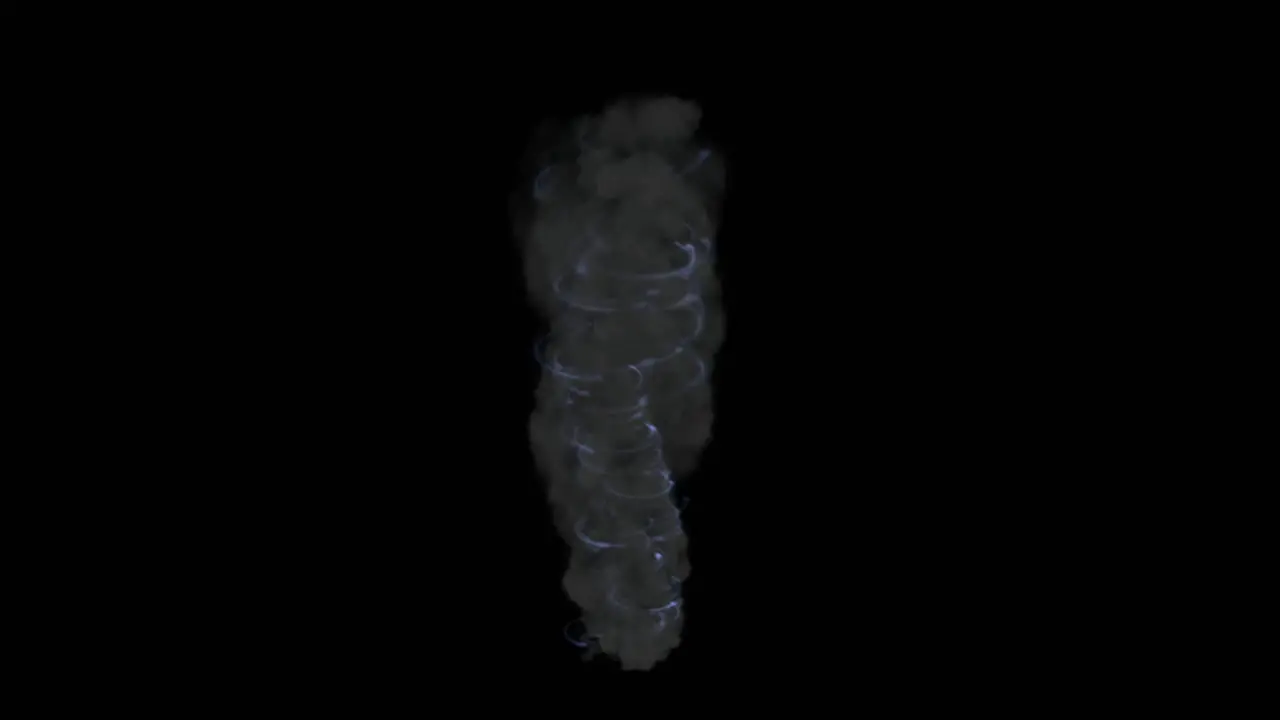 Thick black smoke with blue electric swirl on black background 2D visual effects animation