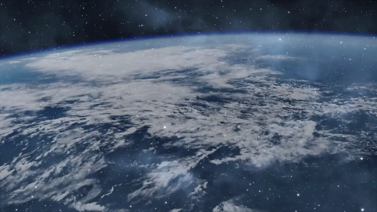 Earth's surface covered in clouds space