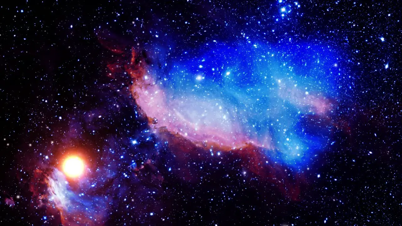 colorful nebula clouds move in the vast space