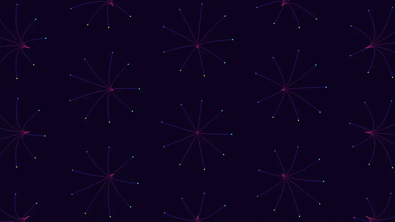 Futuristic pattern with neon glitters and lines on black gradient