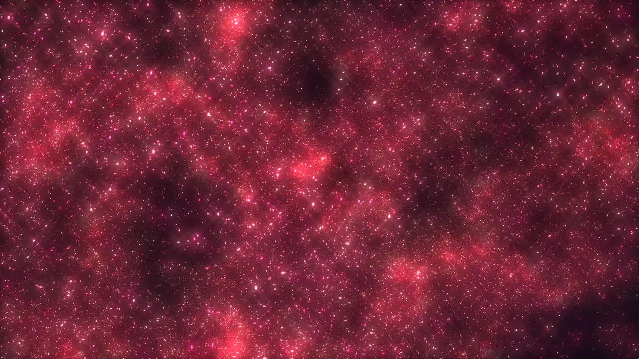 Universe with fly red particles and stars