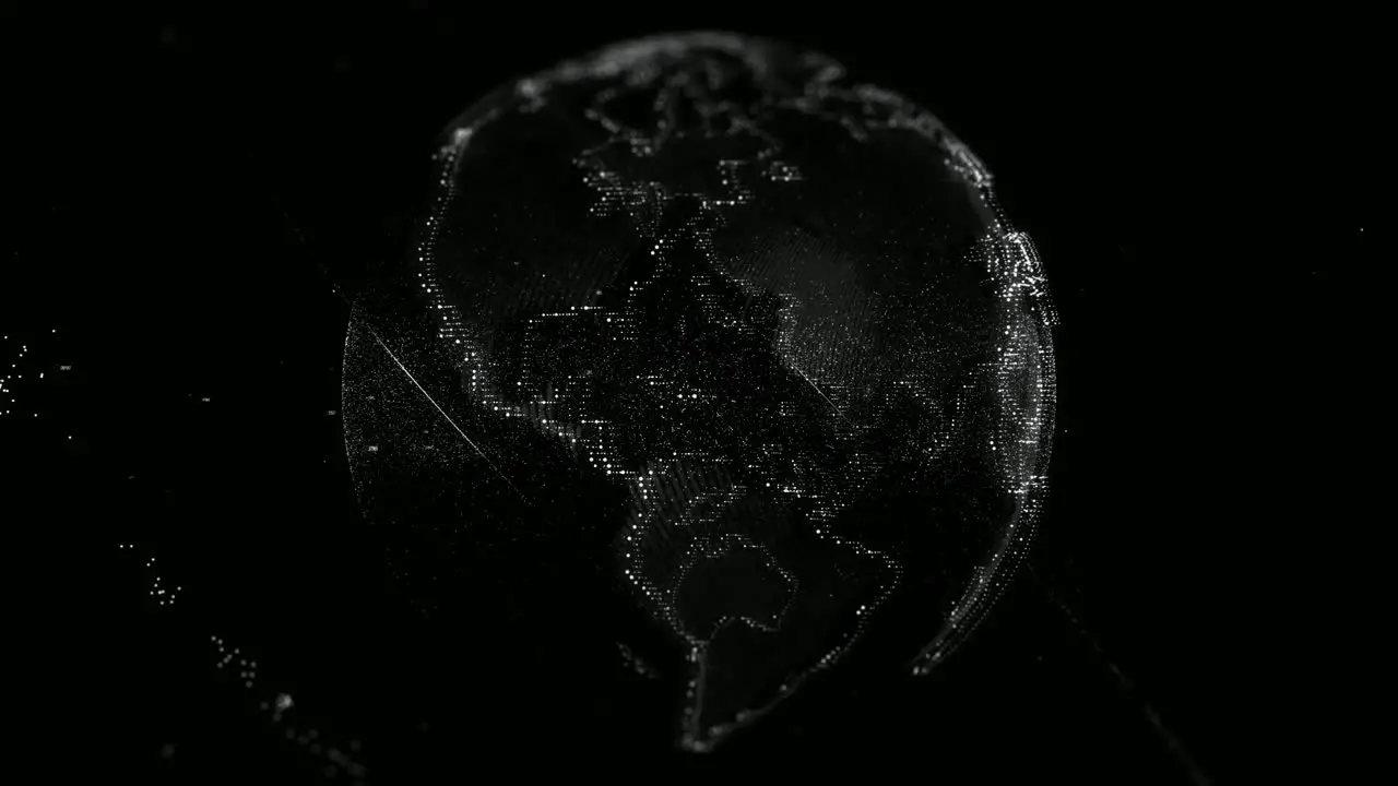 Seamless Cgi Animation Of Planet Earth Hologram Rotating In Dark Digital Space