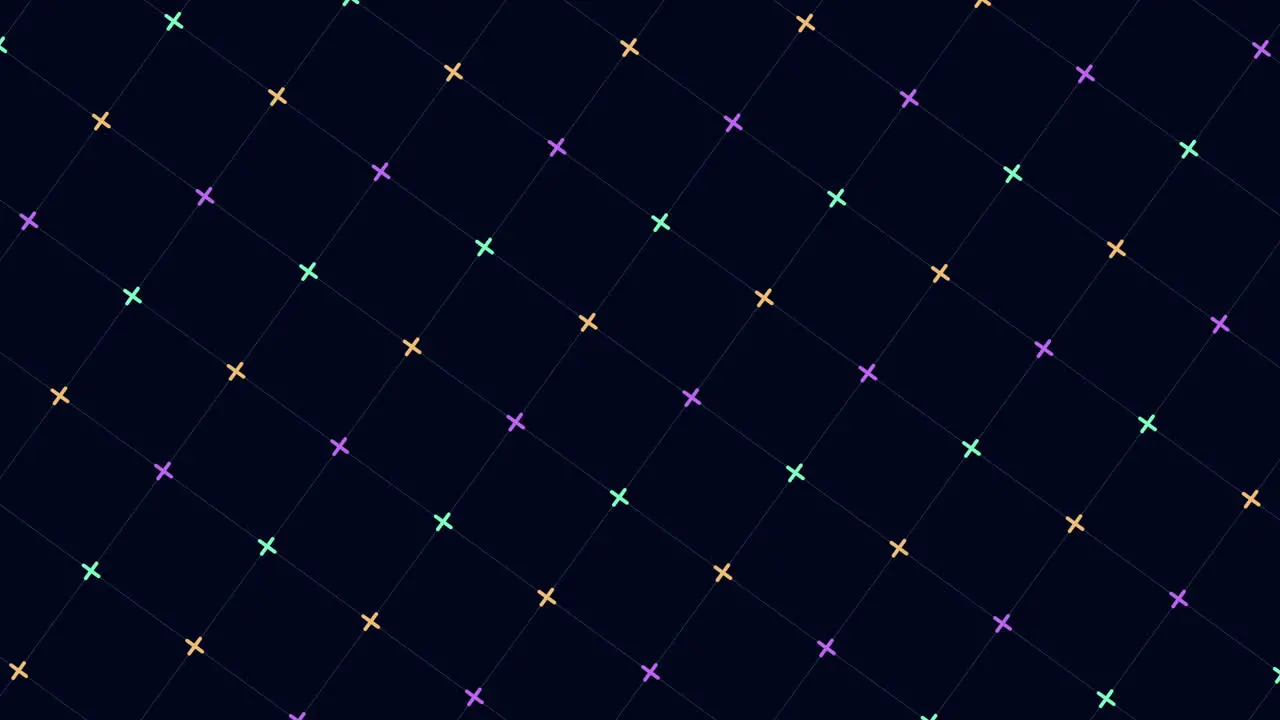 Colorful neon crosses pattern with grid lines