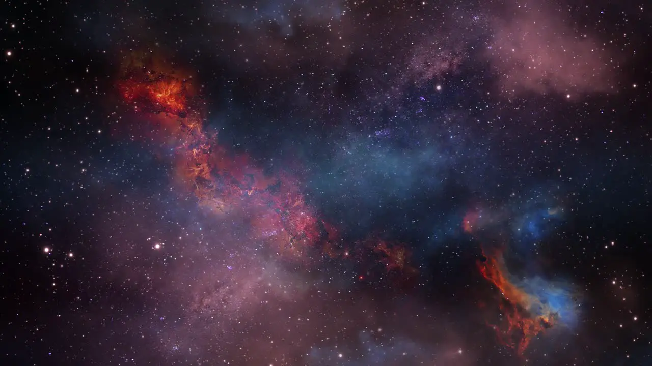 red and blue nebula moving in space background fantasy