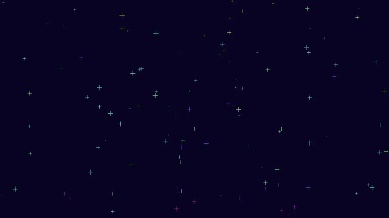 Fly small glitters and stars with neon color in dark galaxy