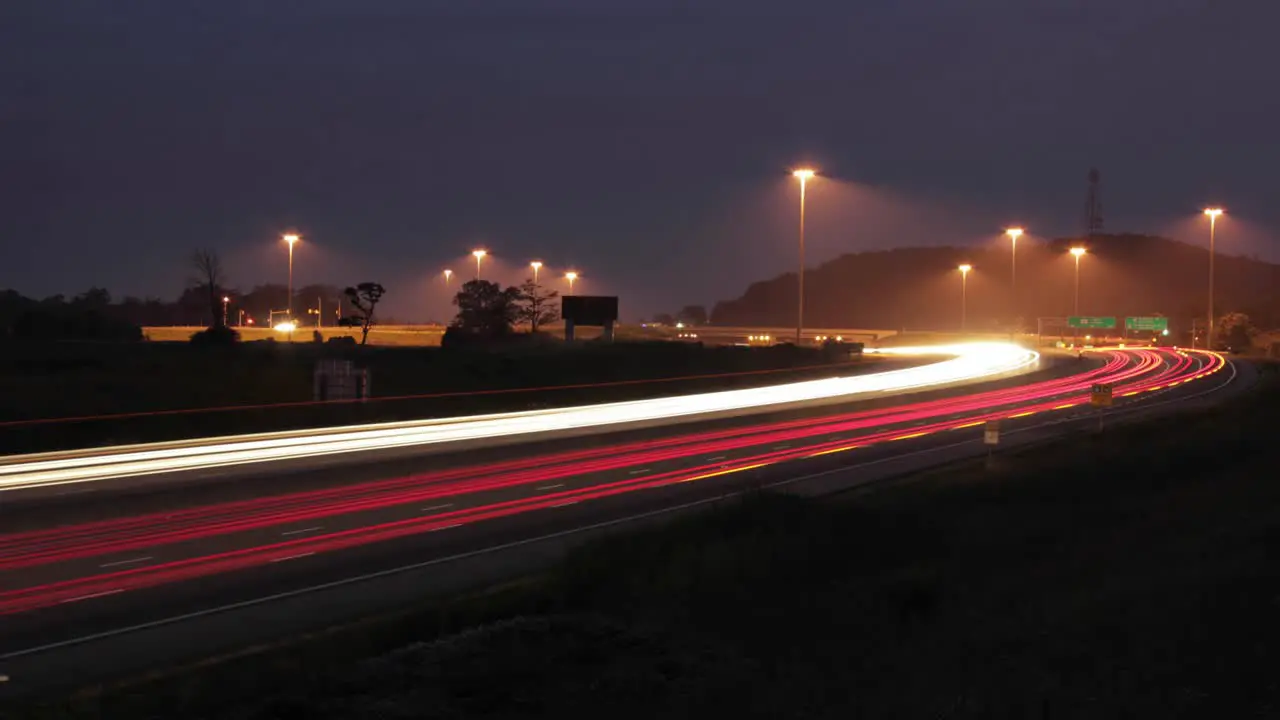 Night time lapse of freeway traffic