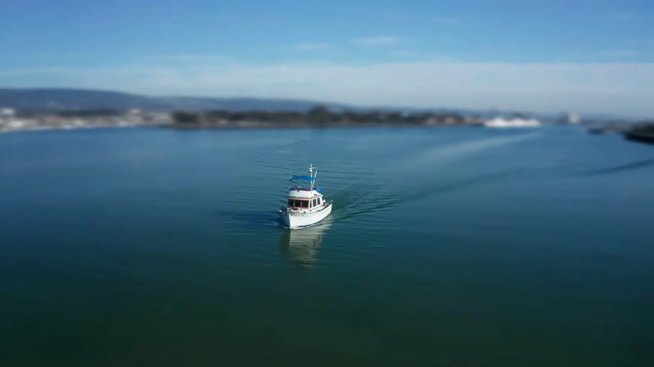 A lens effect on a boat sailing in the bay