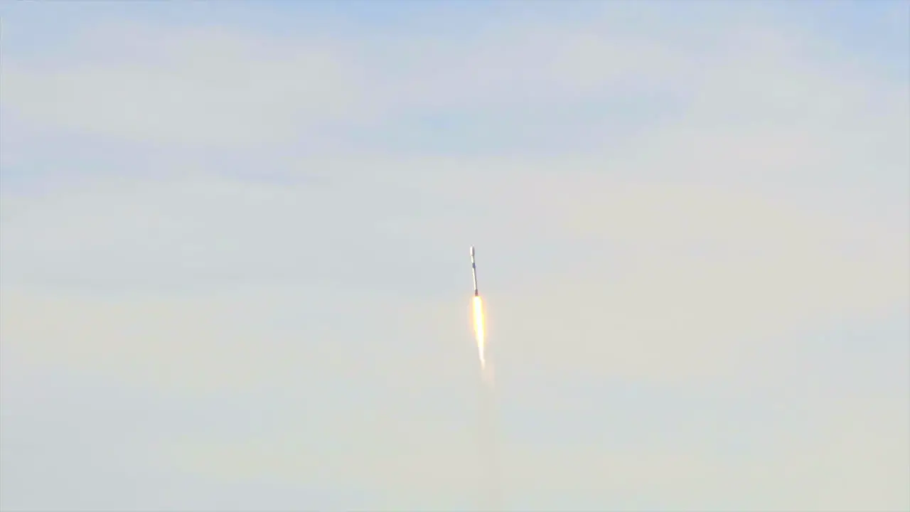 Space-Faring Rocket Shooting Up on Sunny Day Close Up