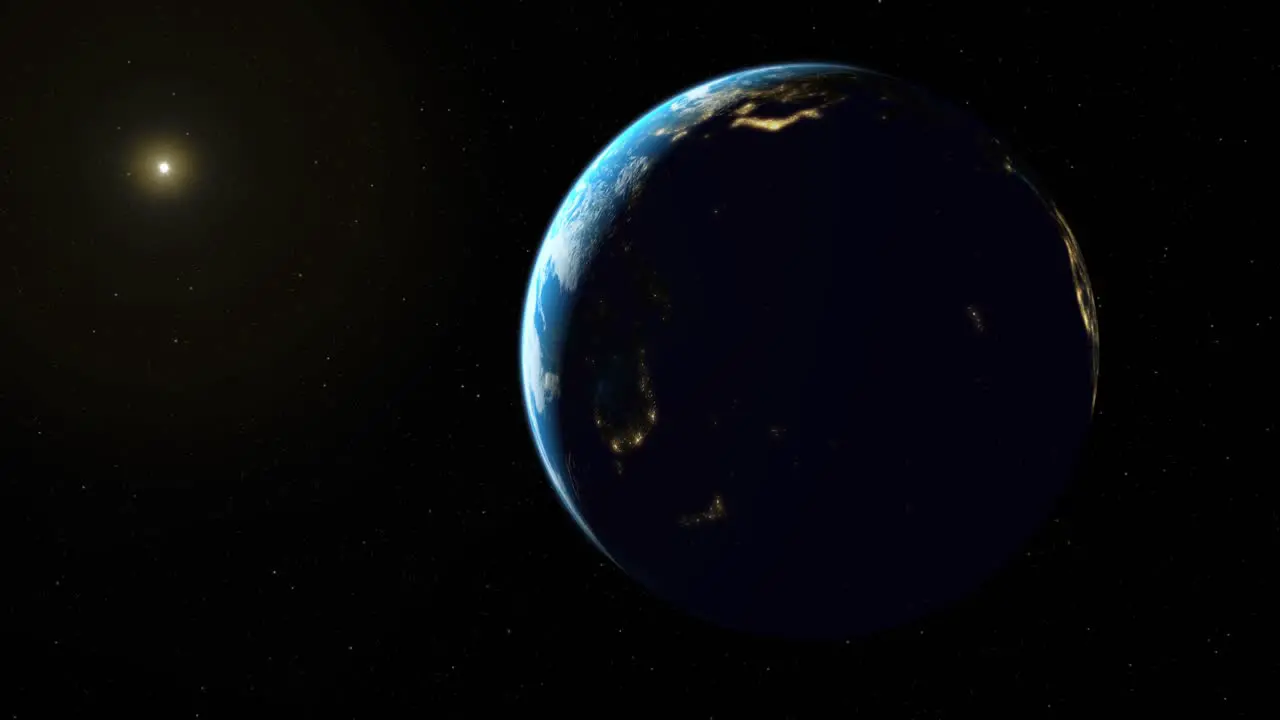 Earth in space with the sun and stars in background