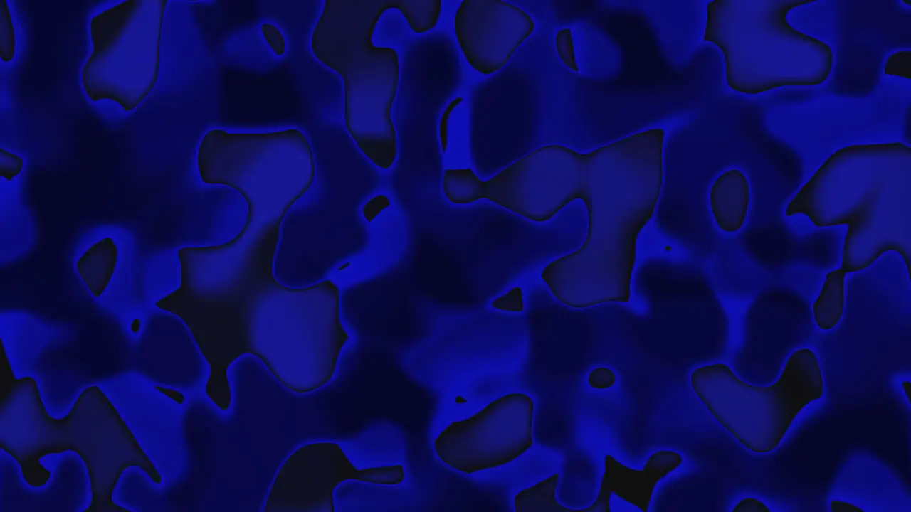 Looping animations of a blue and black liquid camouflage like pattern with high contrast and hard edges