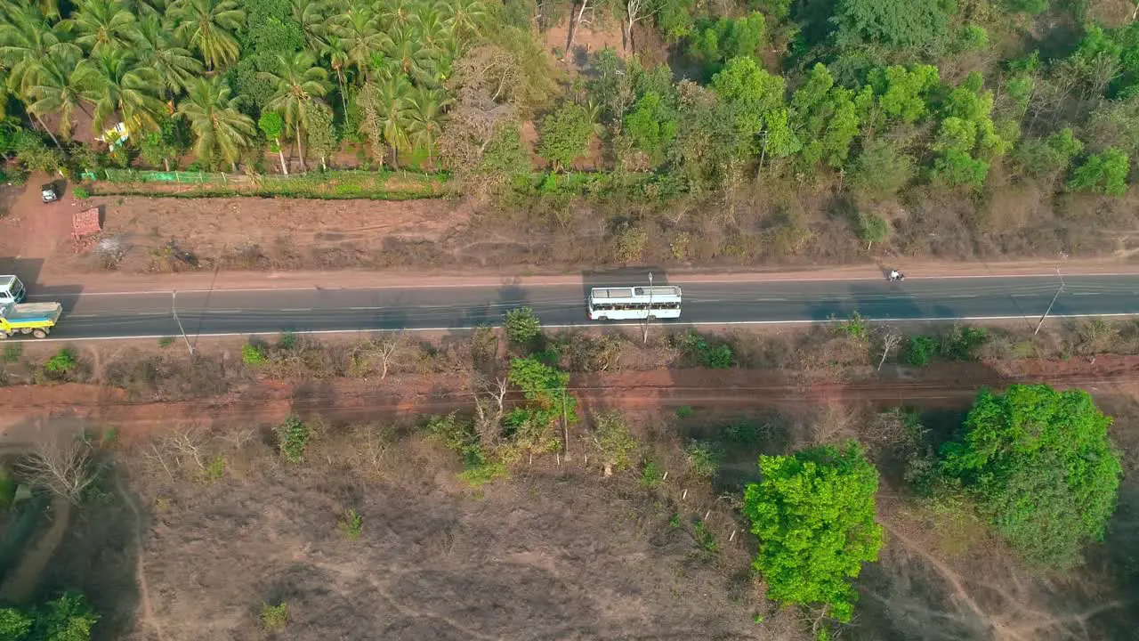 south india pulic traspoart fallow drone shot on highway