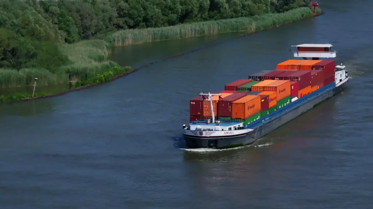 Container Ship Amira Sailing Zwijndrecht Netherlands