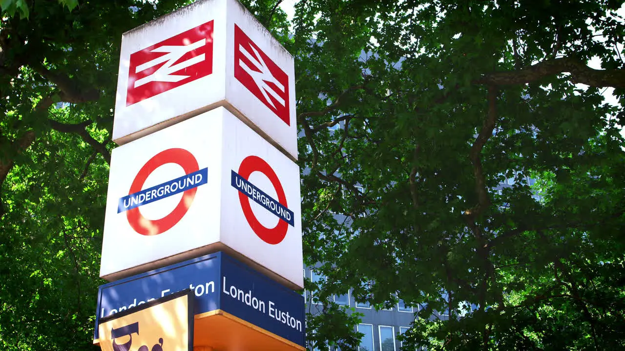 LONDON MAY 2017 Overground and Underground railway station sign London Euston London NW1 detail