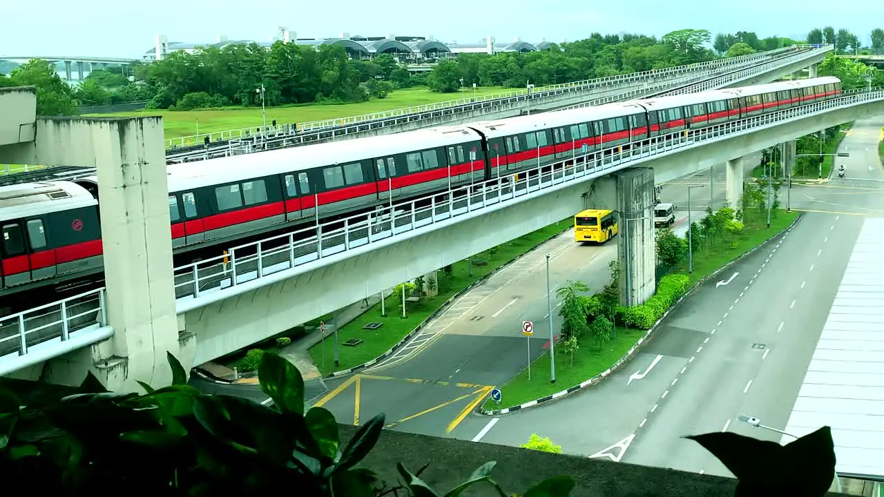 Singapore empty long cabin train parking on the railways