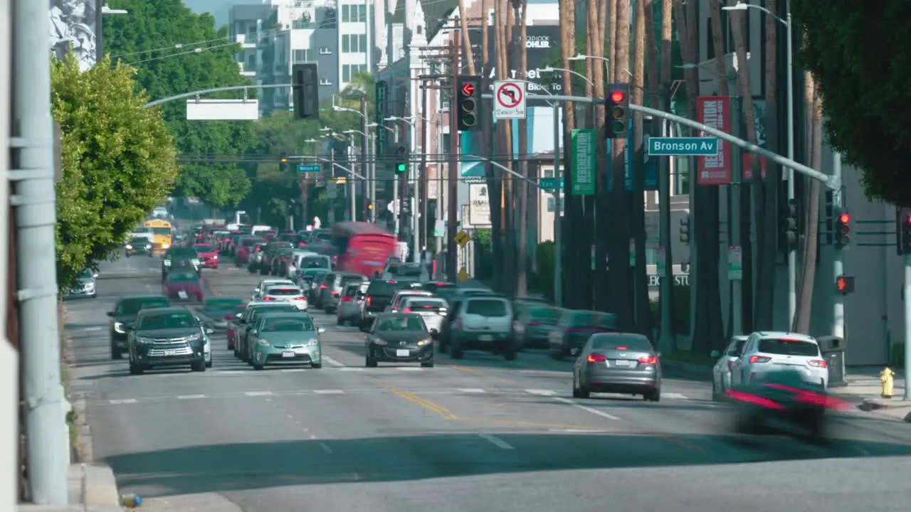 A Timelapse of Heavy Traffic on Melrose Avenue in Hollywood During Rush Hour