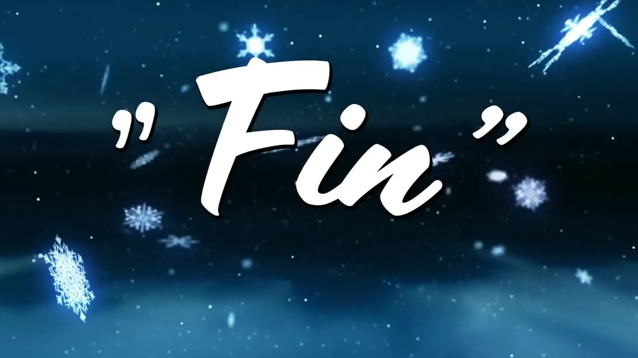 Animation of fin text over falling snow