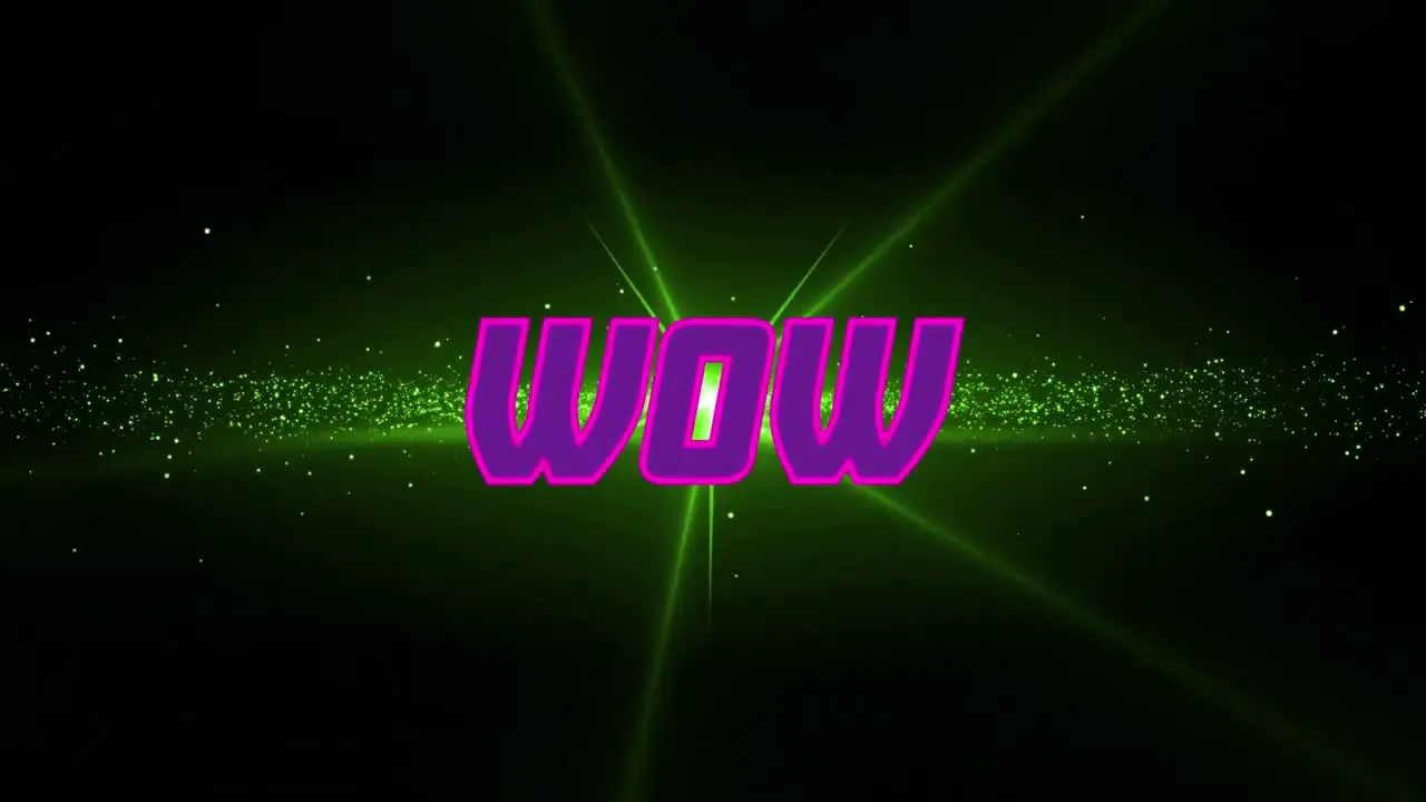 Animation of wow and lights on black background