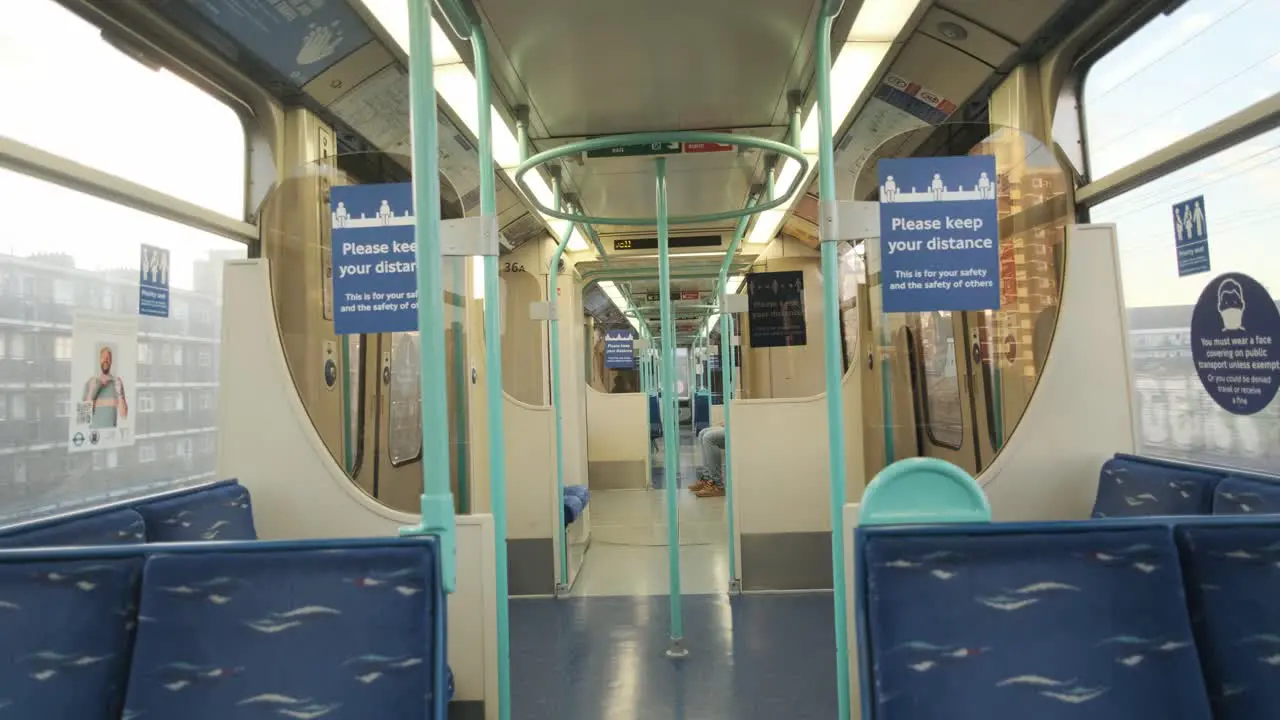 Inside quiet London DLR train coronavirus guidelines social distancing