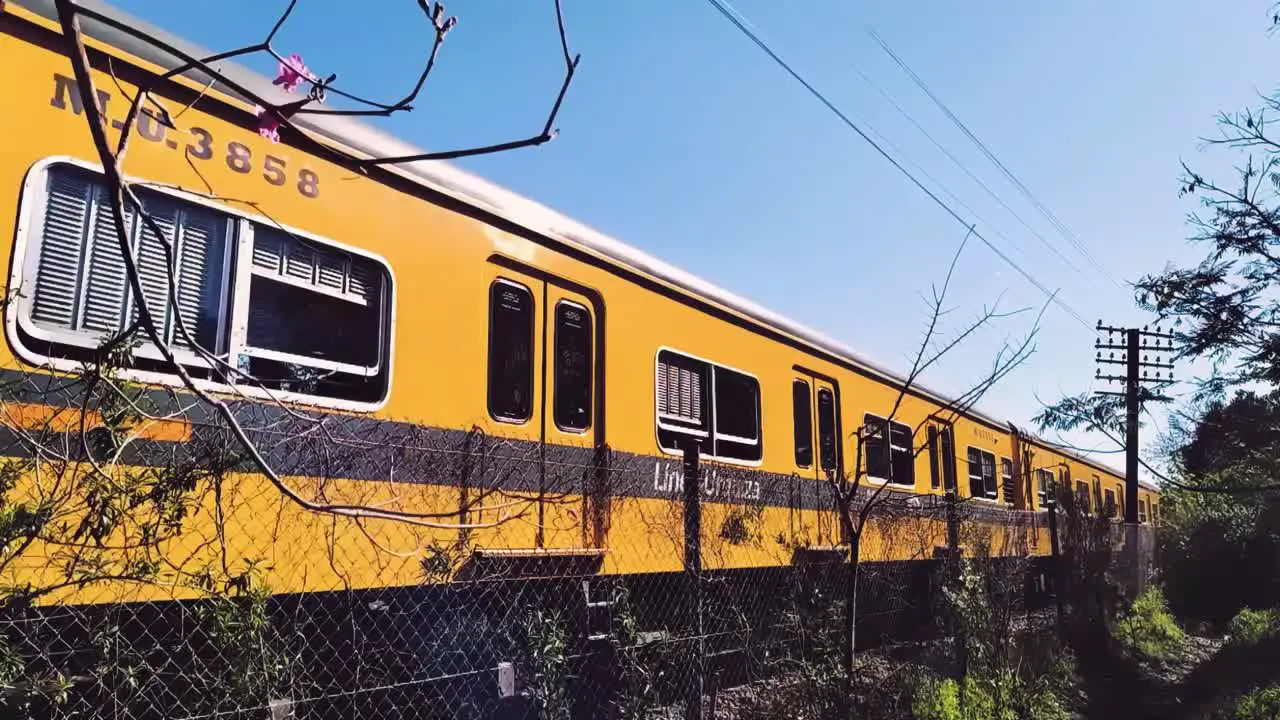 Train passing by with a slow motion interval