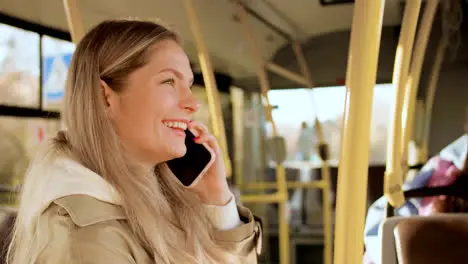 Young woman in the bus