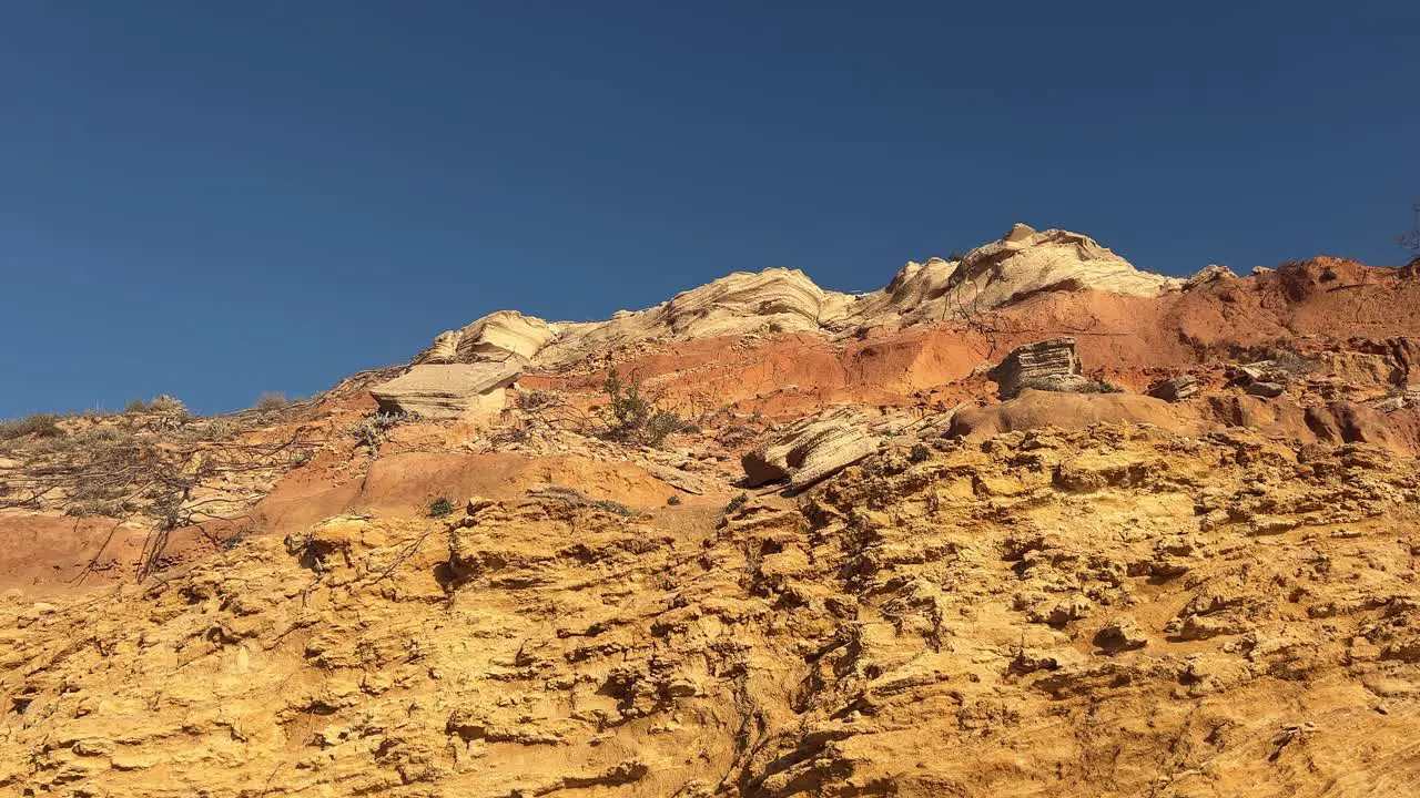 Slow trucking right on sunny cliffs at sunrise day