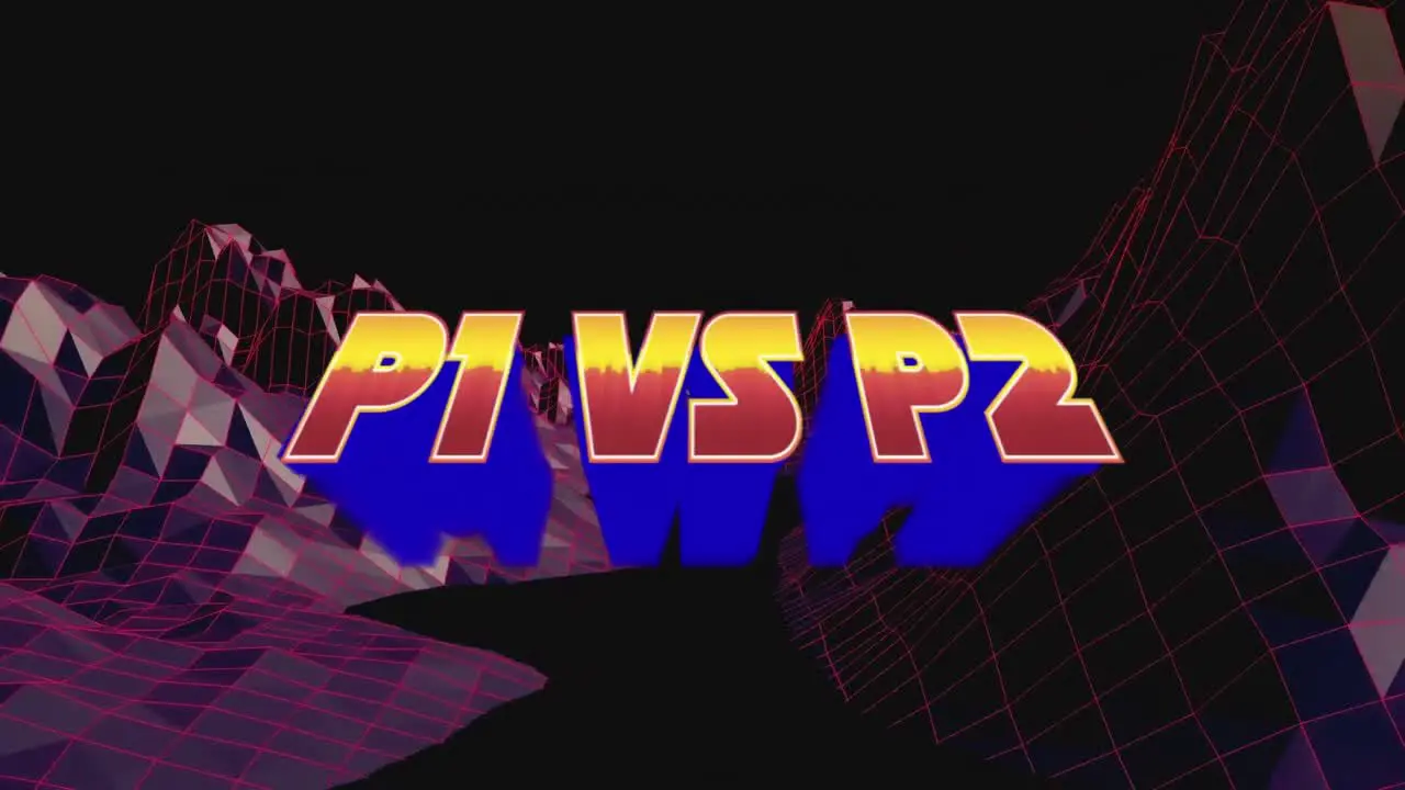 Animation of p1 vs p2 in metaverse space on black background