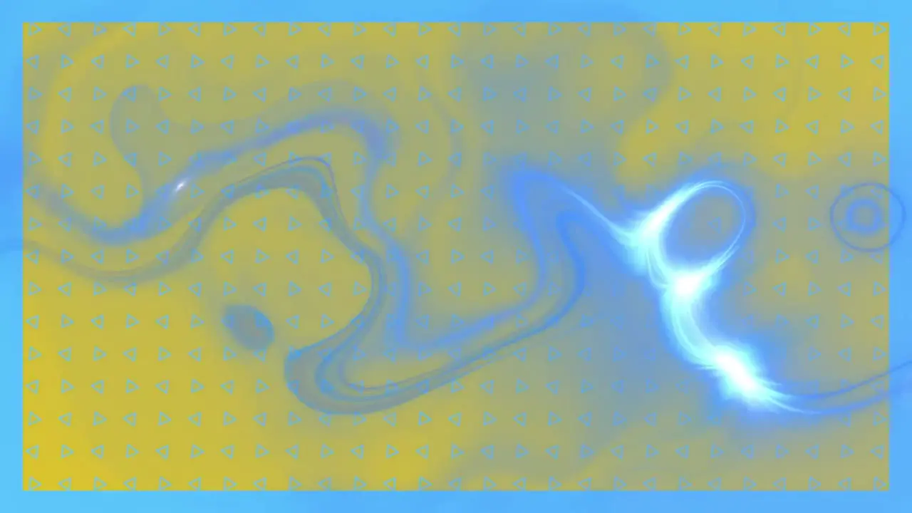 Animation of moving blue glowing liquid energy over yellow background with moving connections