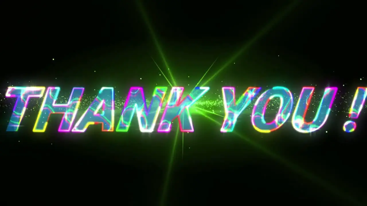 Animation of thank you and lights on black background