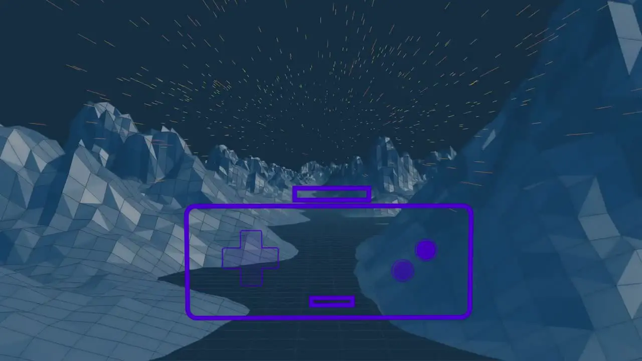 Animation of game pad in metaverse space on navy background