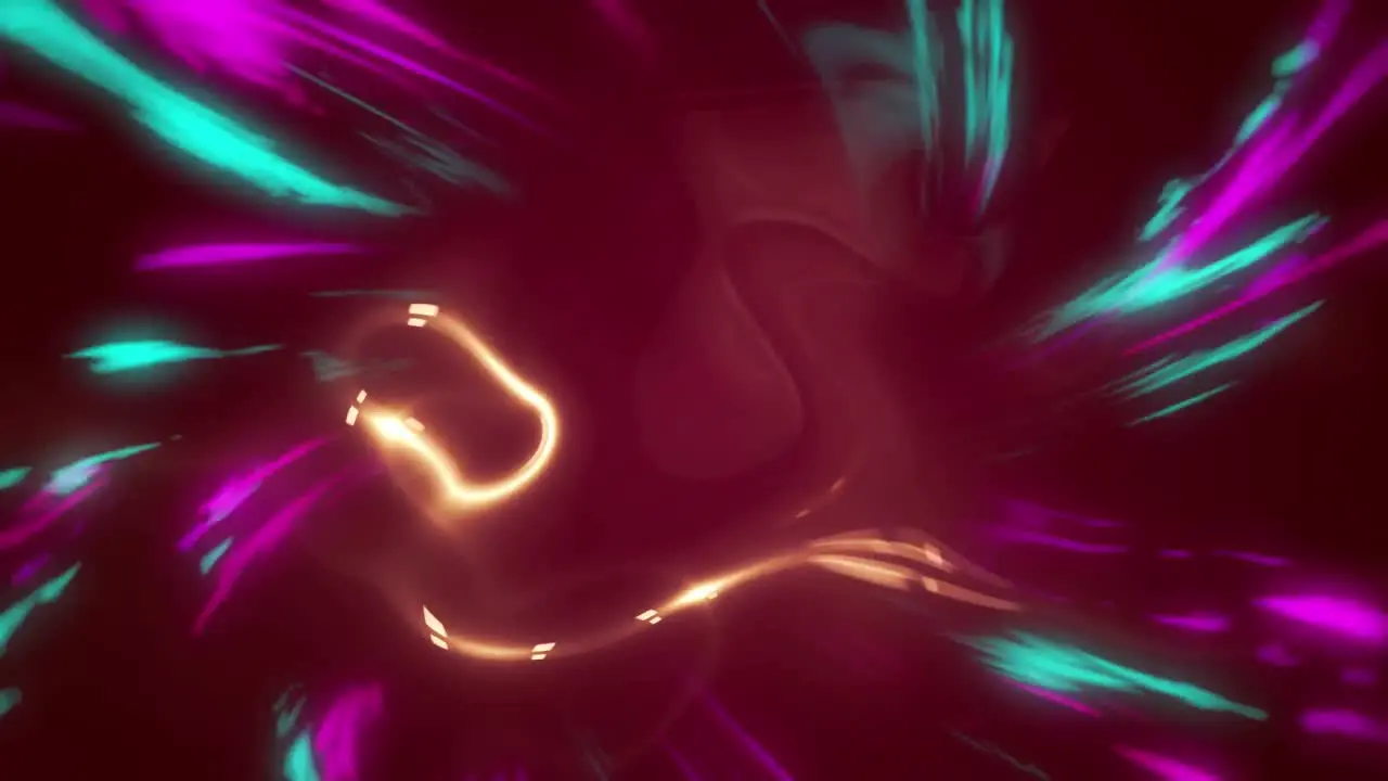 Animation of pink and blue spinning lights over liquid background