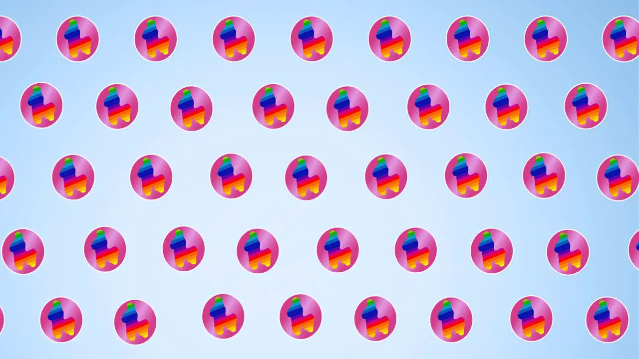 Animation of multiple rainbow blots over blue background