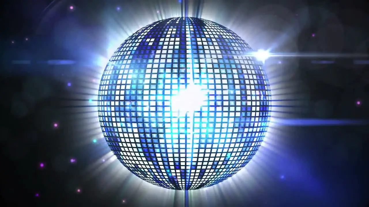 Animation of spot lights moving over spinning mirror disco ball