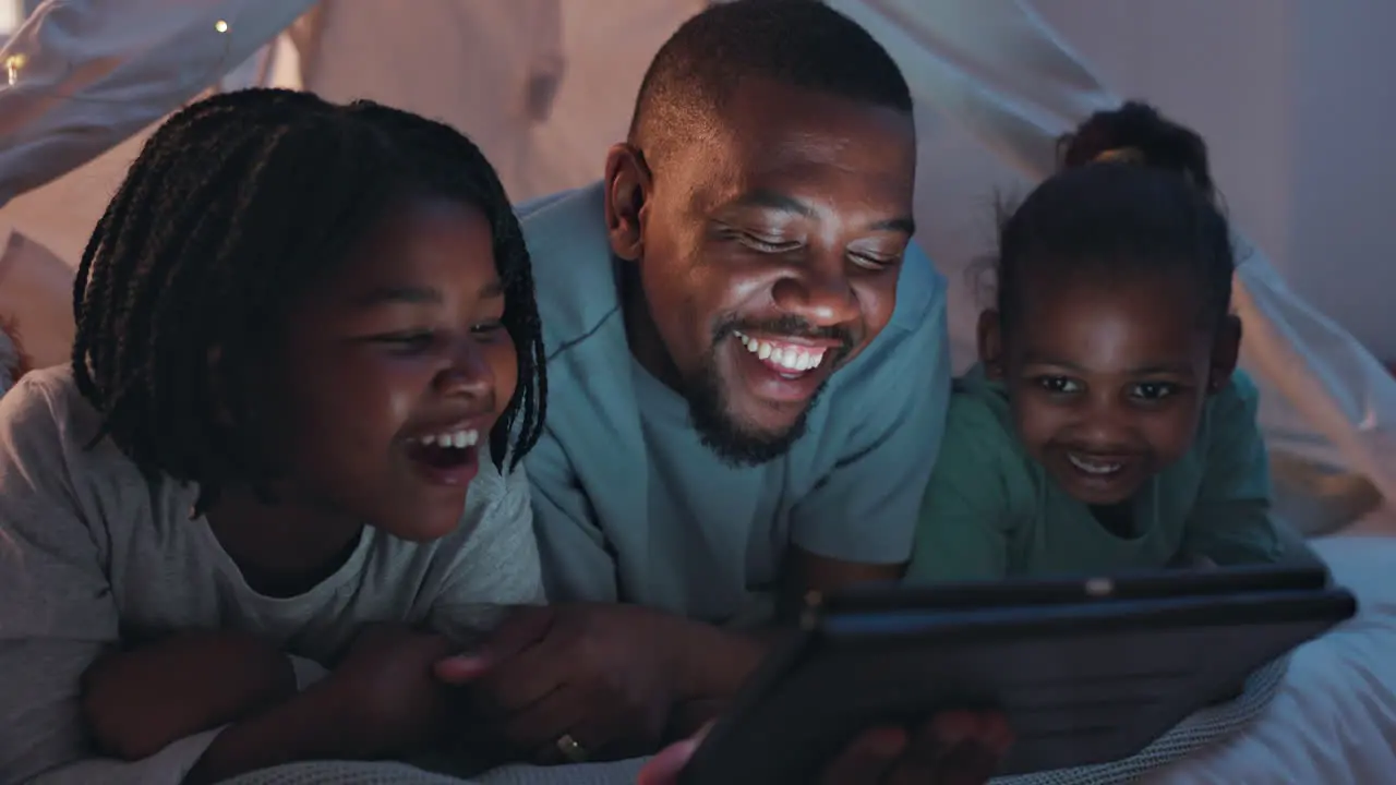 Bed night and girls with father