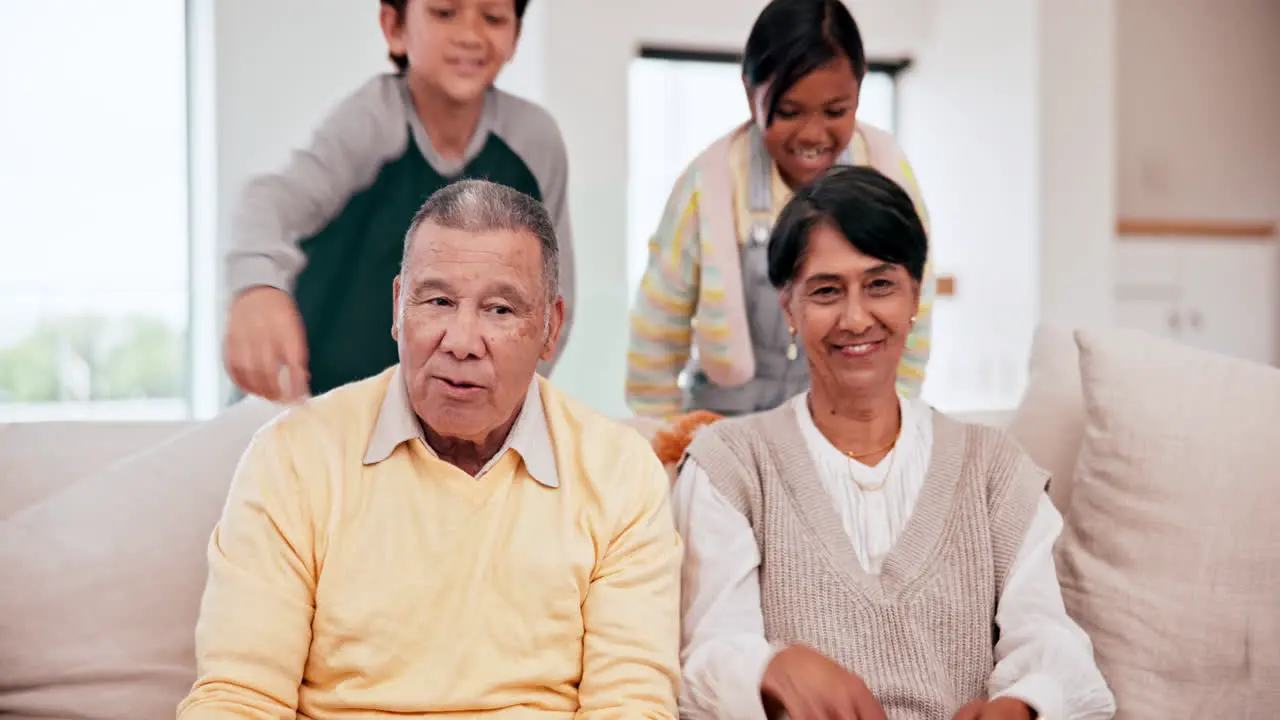 Happy family grandparents