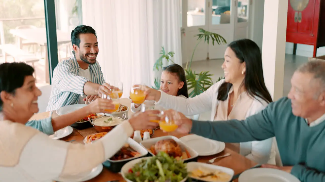 Thanksgiving toast with a big family of children